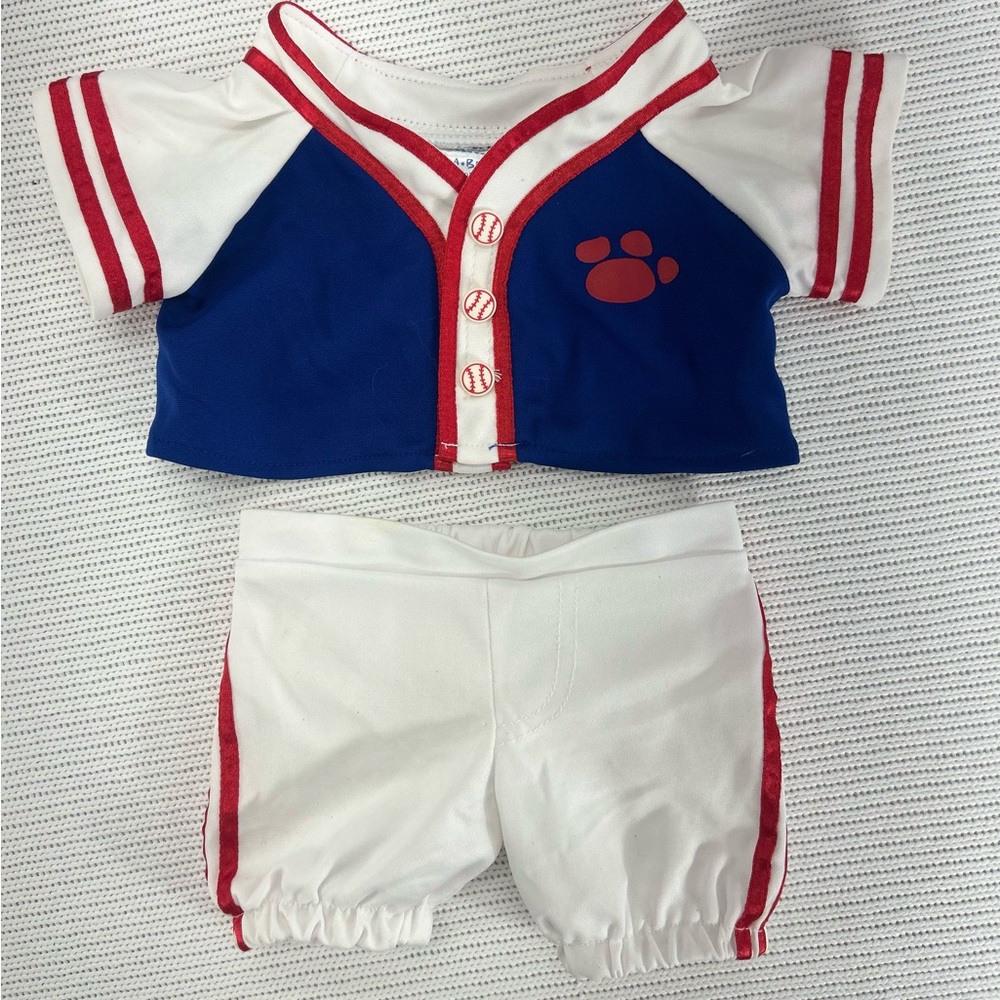 Build A Bear Baseball Uniform Clothing Style Red White Blue‎ NY Colors VTG 90's
